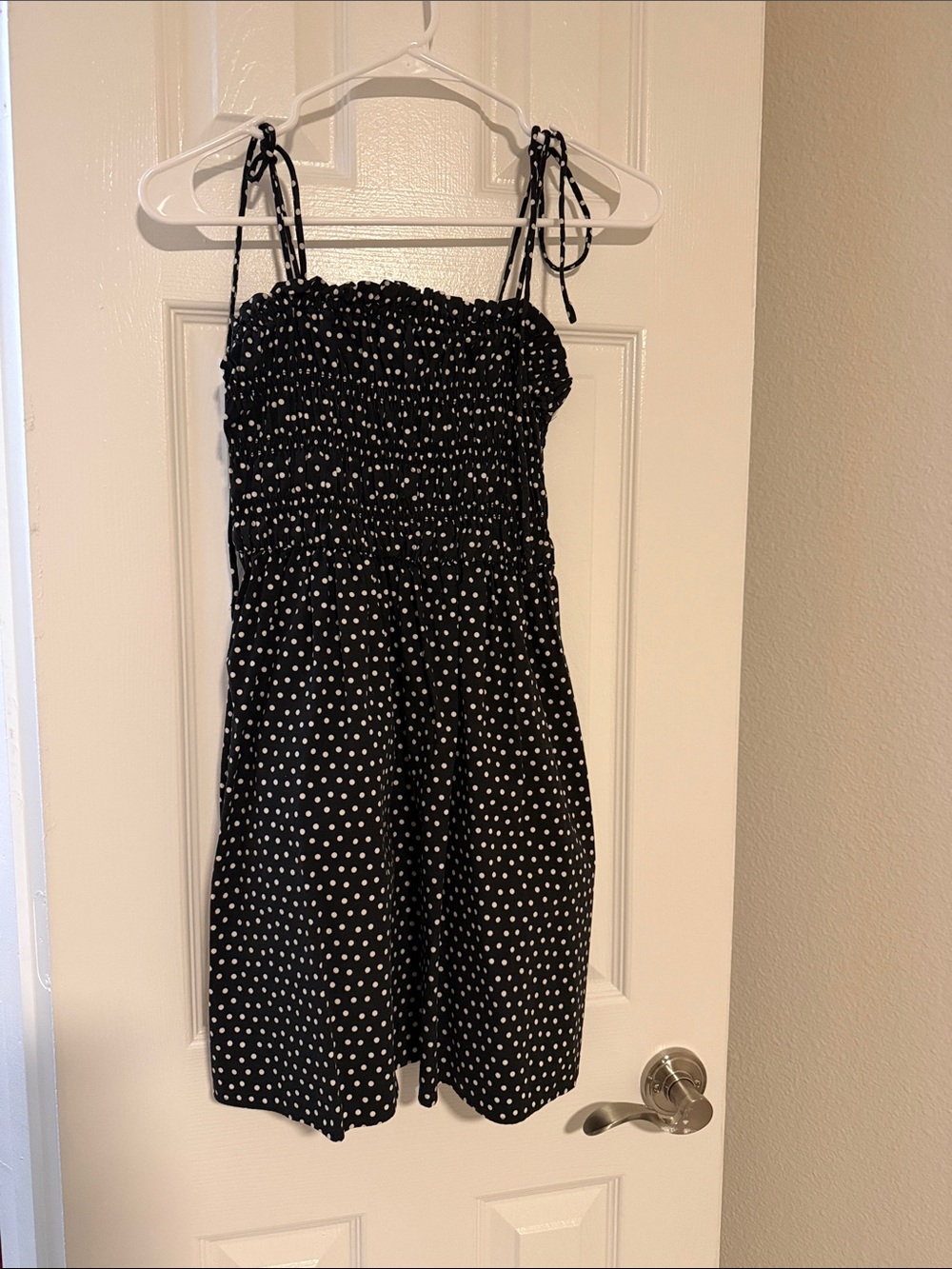 Abercrombie & Fitch Black Polka Dot Smocked Mini Dress